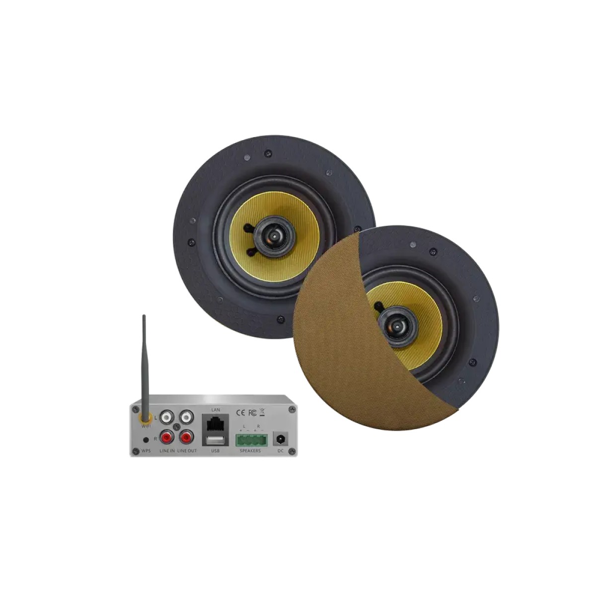 WiFi-Audio versterker 50 Watt met Samba speakers - Brushed Bronze WiFi-Audio versterker 50 Watt met Samba speakers - Brushed Bronze
