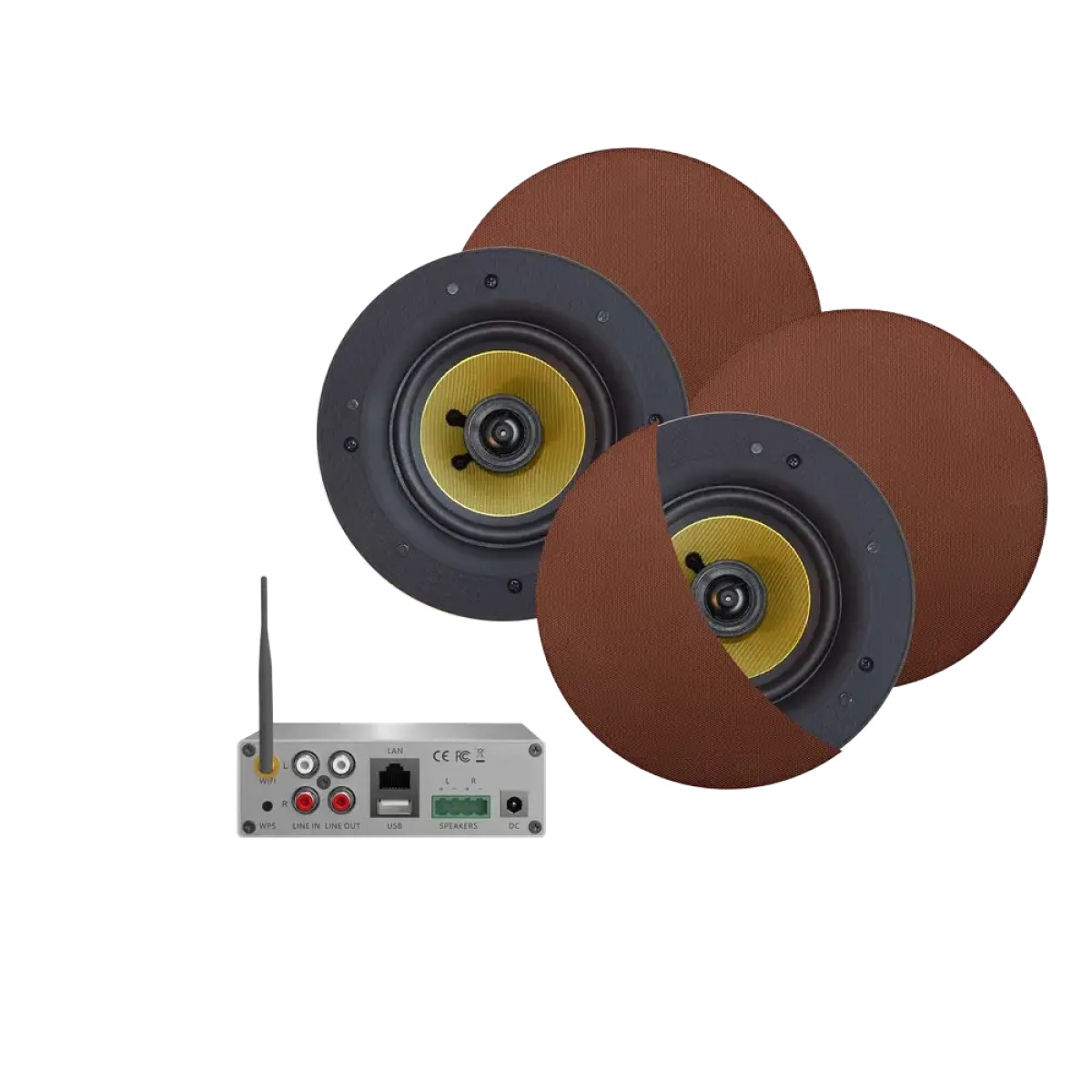 WiFi-Audio versterker 50 Watt met Samba speakers - Brushed Copper WiFi-Audio versterker 50 Watt met Samba speakers - Brushed Copper